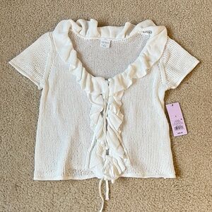 Wild Fable Knit Ruffle Collar Top